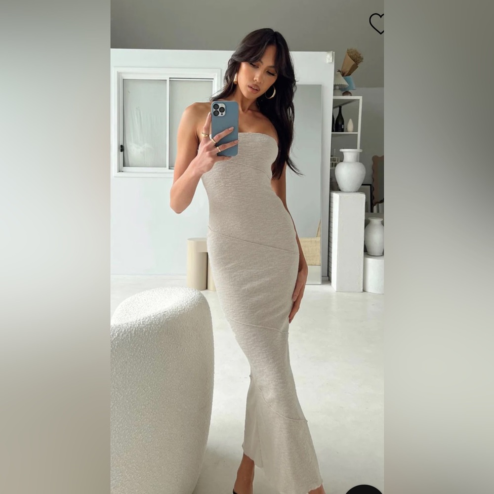 *NWT* Princess Polly Ribbed Maxi Oscar Dress - Oatmeal